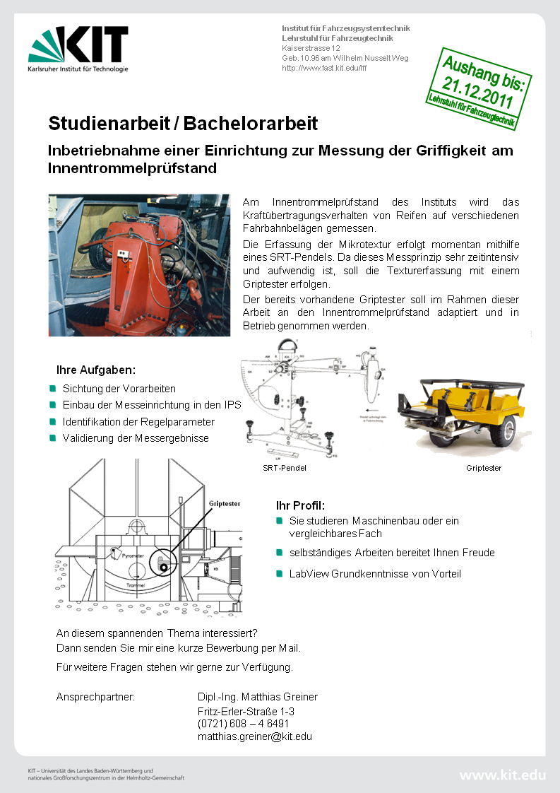 Ausschreibung Griptester