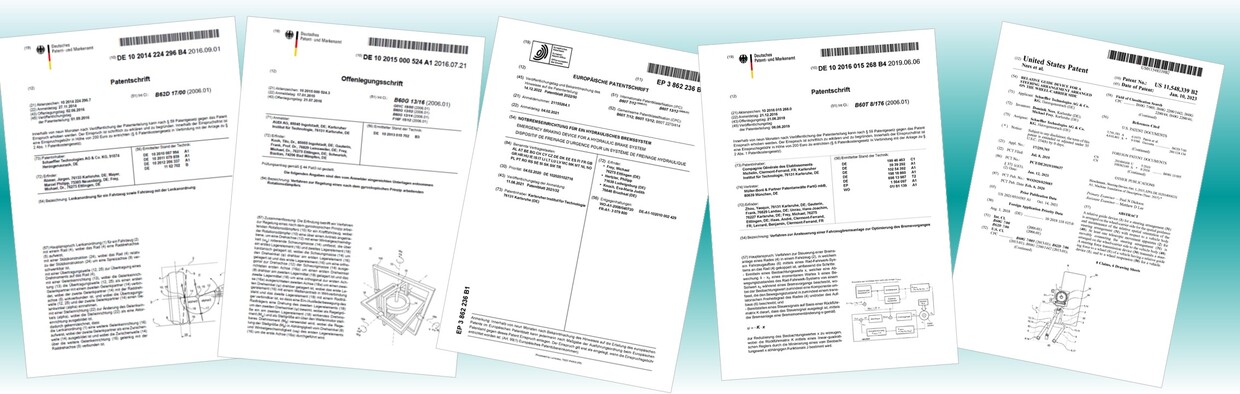 Deckblätter verschiedener Patente und Offenlegungen
